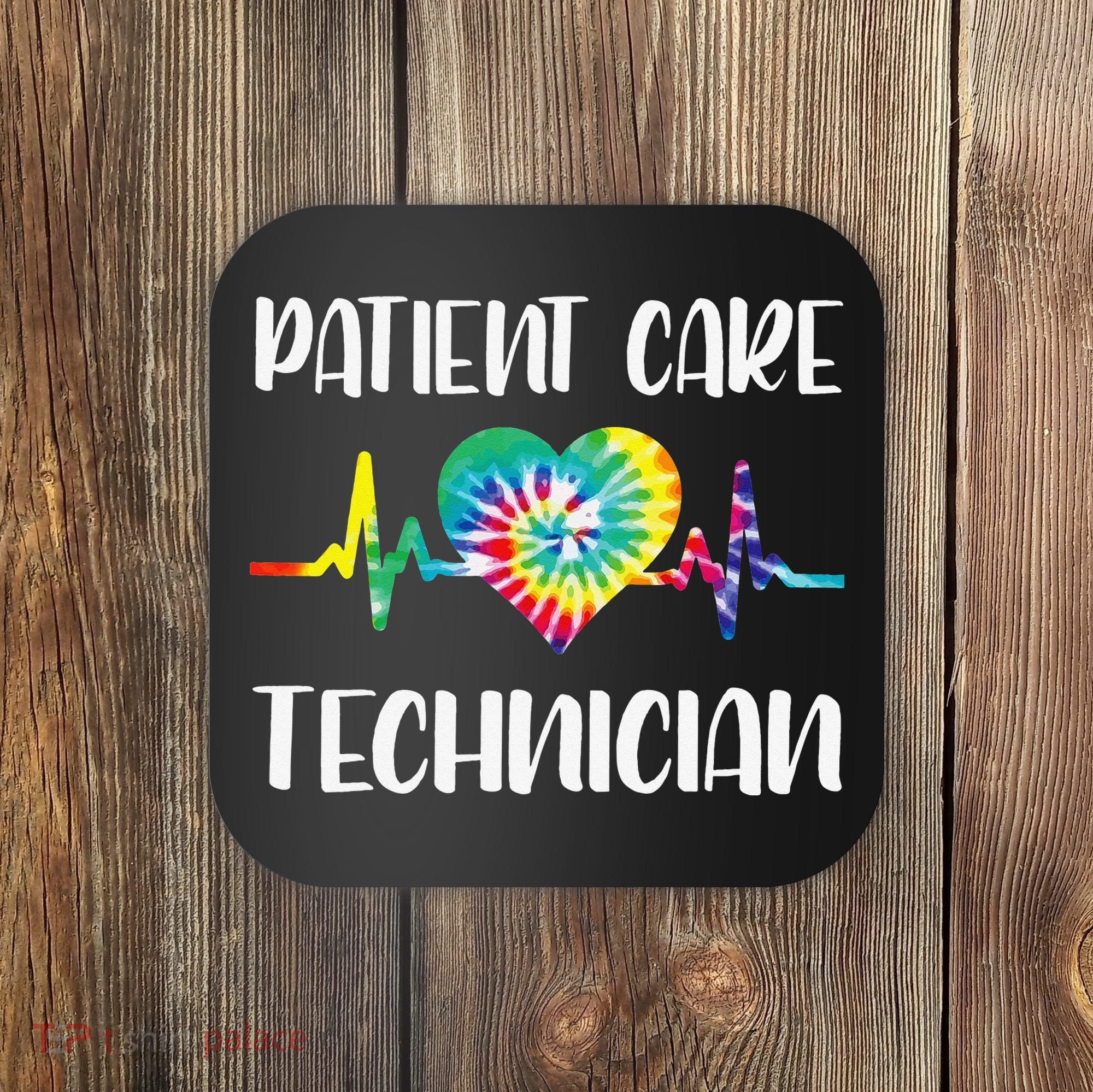 PCT Patient Care Technician Tech Floral Heart Stethoscope Coaster