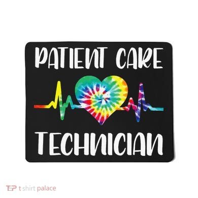 PCT Patient Care Technician Tech Floral Heart Stethoscope Mousepad