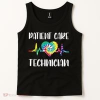 PCT Patient Care Technician Tech Floral Heart Stethoscope Tank Top thumb 2
