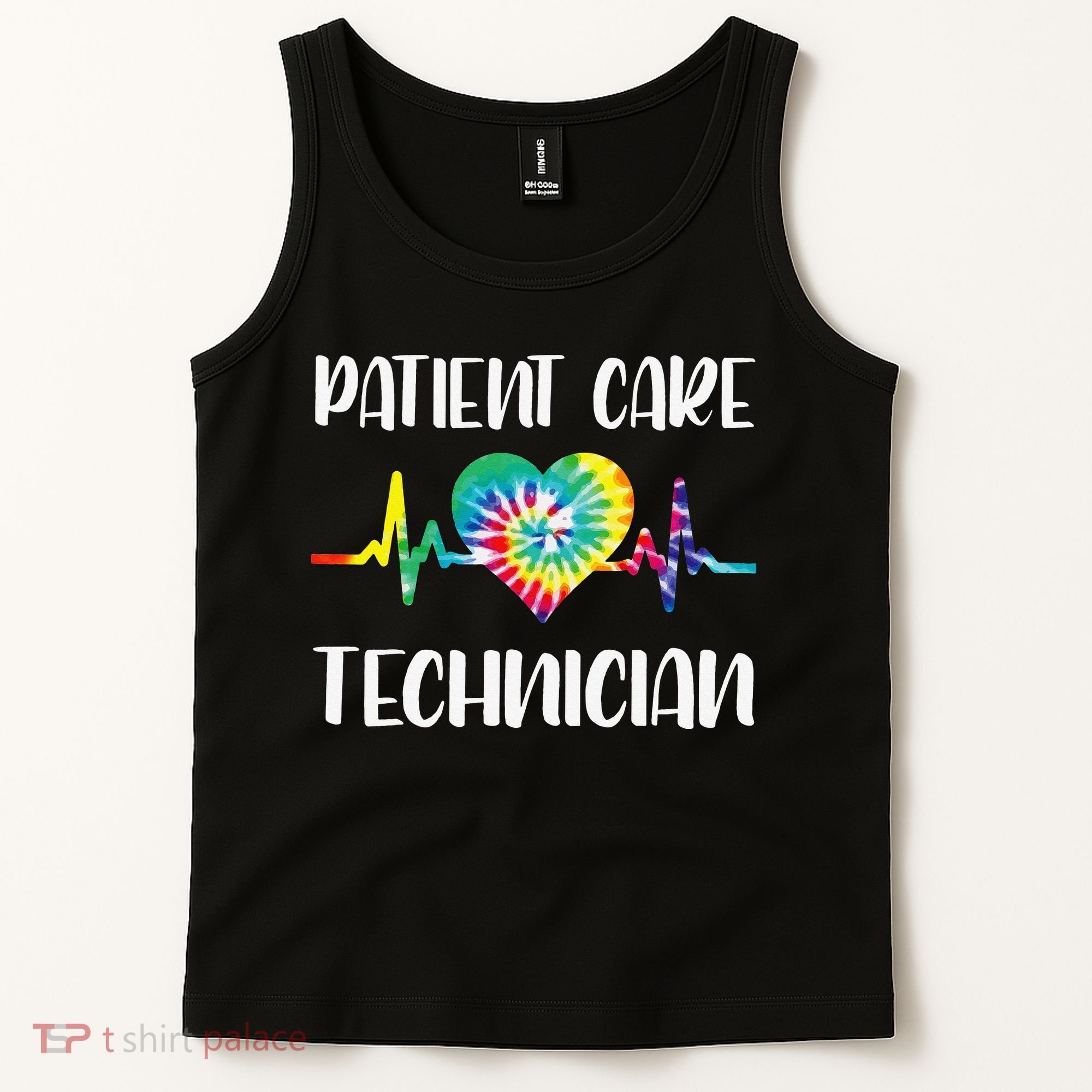 PCT Patient Care Technician Tech Floral Heart Stethoscope Tank Top