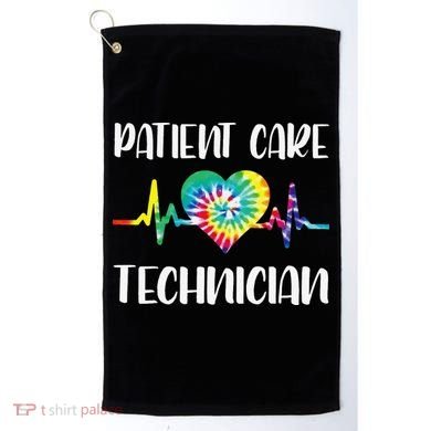 PCT Patient Care Technician Tech Floral Heart Stethoscope Golf Towel
