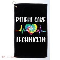 PCT Patient Care Technician Tech Floral Heart Stethoscope Golf Towel thumb 0