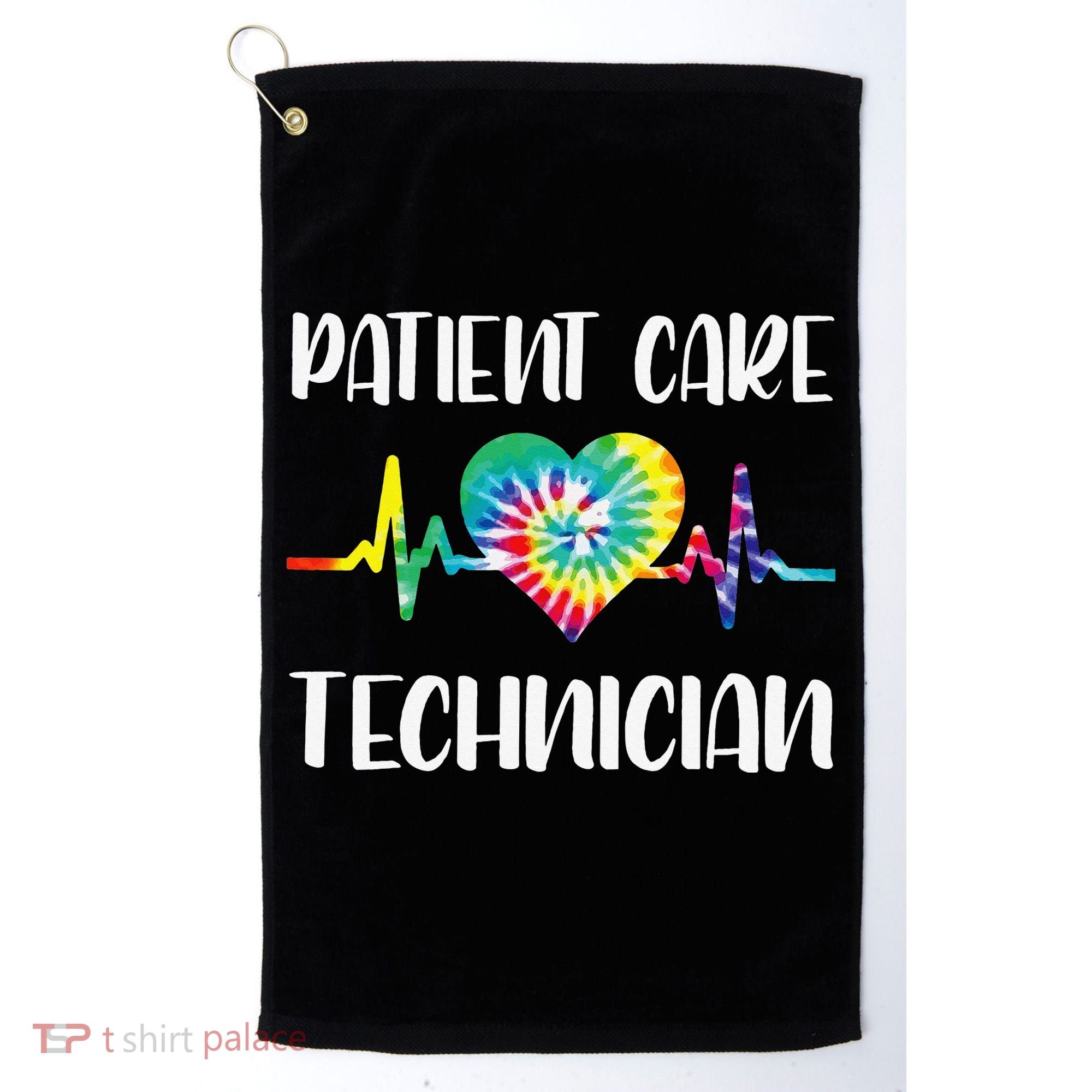 PCT Patient Care Technician Tech Floral Heart Stethoscope Golf Towel