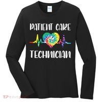 PCT Patient Care Technician Tech Floral Heart Stethoscope Women's Long Sleeve Shirt thumb 0