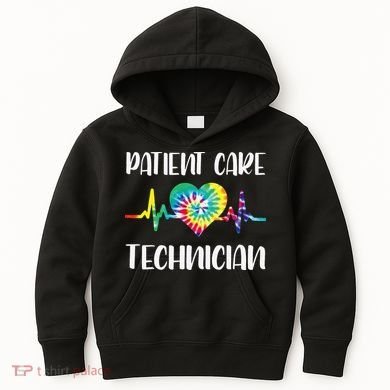 PCT Patient Care Technician Tech Floral Heart Stethoscope Kids Hoodie