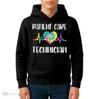 PCT Patient Care Technician Tech Floral Heart Stethoscope Kids Hoodie thumb 4