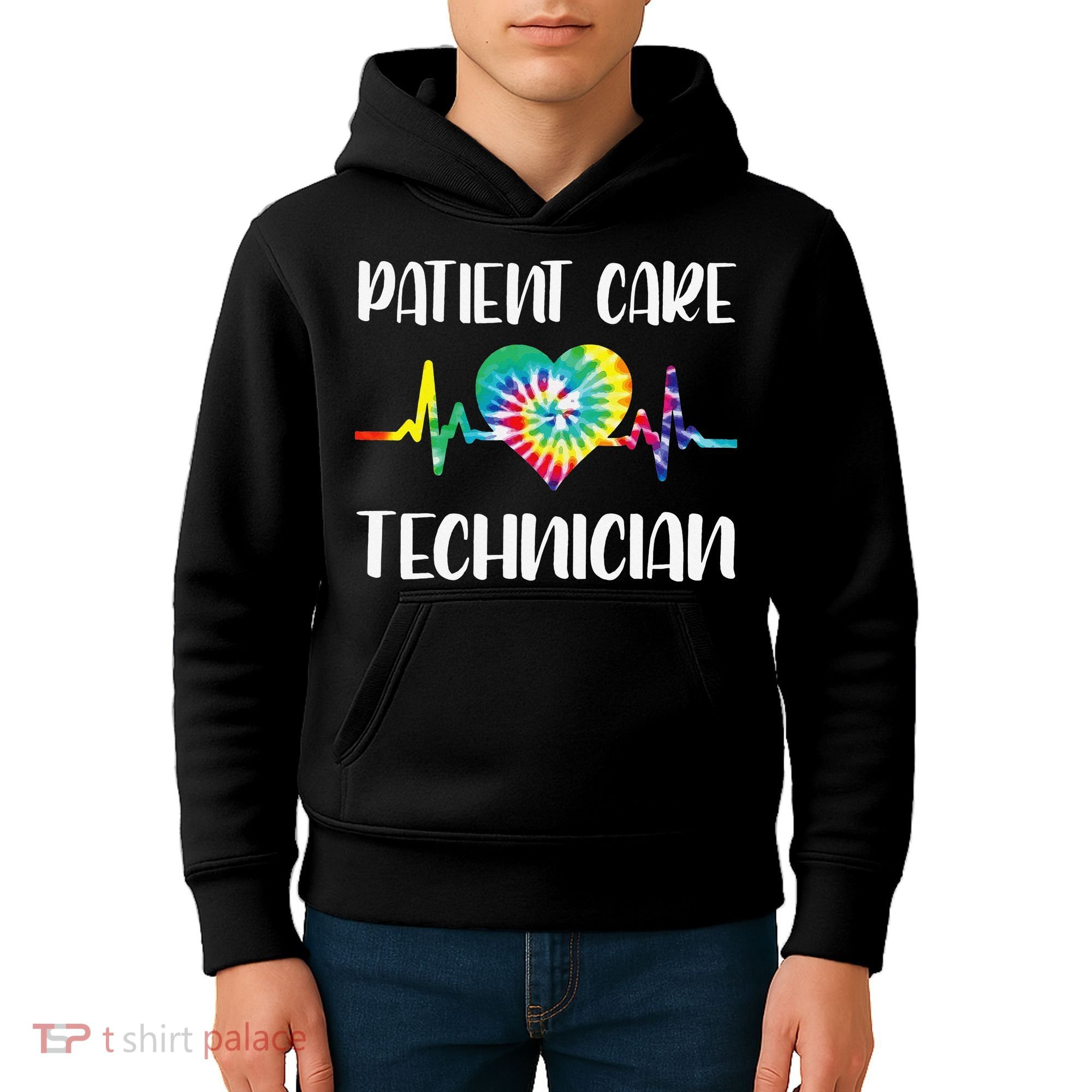 PCT Patient Care Technician Tech Floral Heart Stethoscope Kids Hoodie