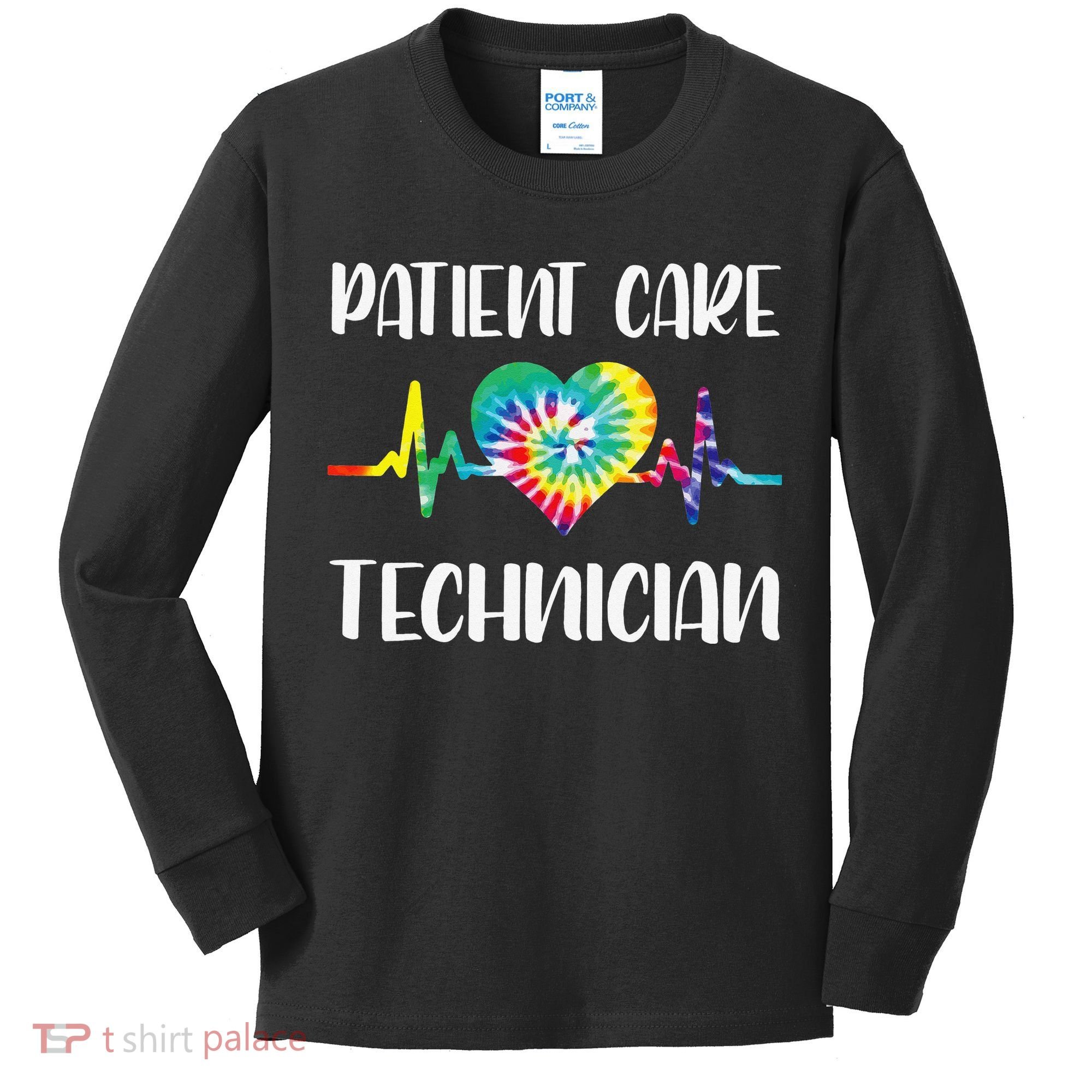 PCT Patient Care Technician Tech Floral Heart Stethoscope Kids Long Sleeve Shirt