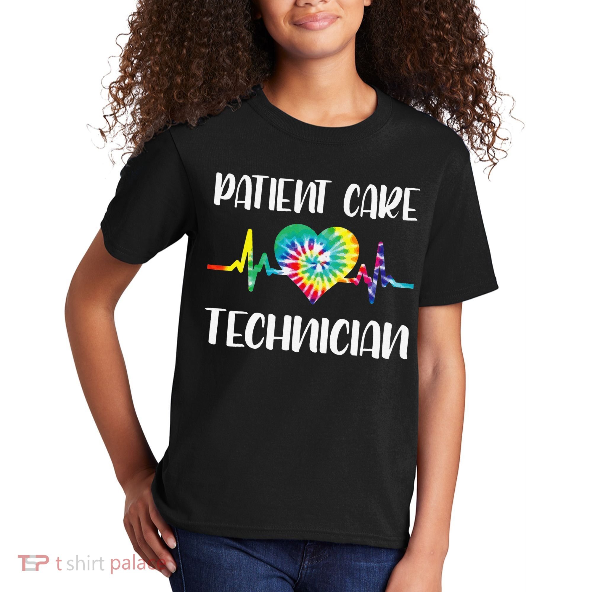 PCT Patient Care Technician Tech Floral Heart Stethoscope Kids T-Shirt