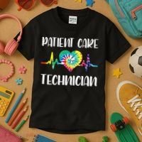 PCT Patient Care Technician Tech Floral Heart Stethoscope Kids T-Shirt thumb 3