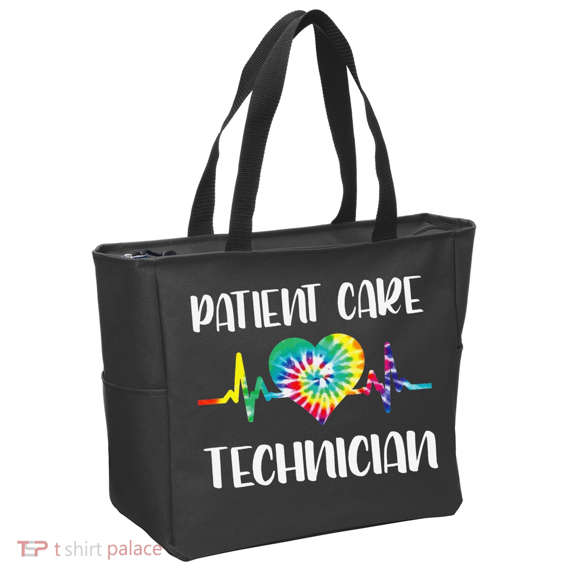 PCT Patient Care Technician Tech Floral Heart Stethoscope Tote Bag