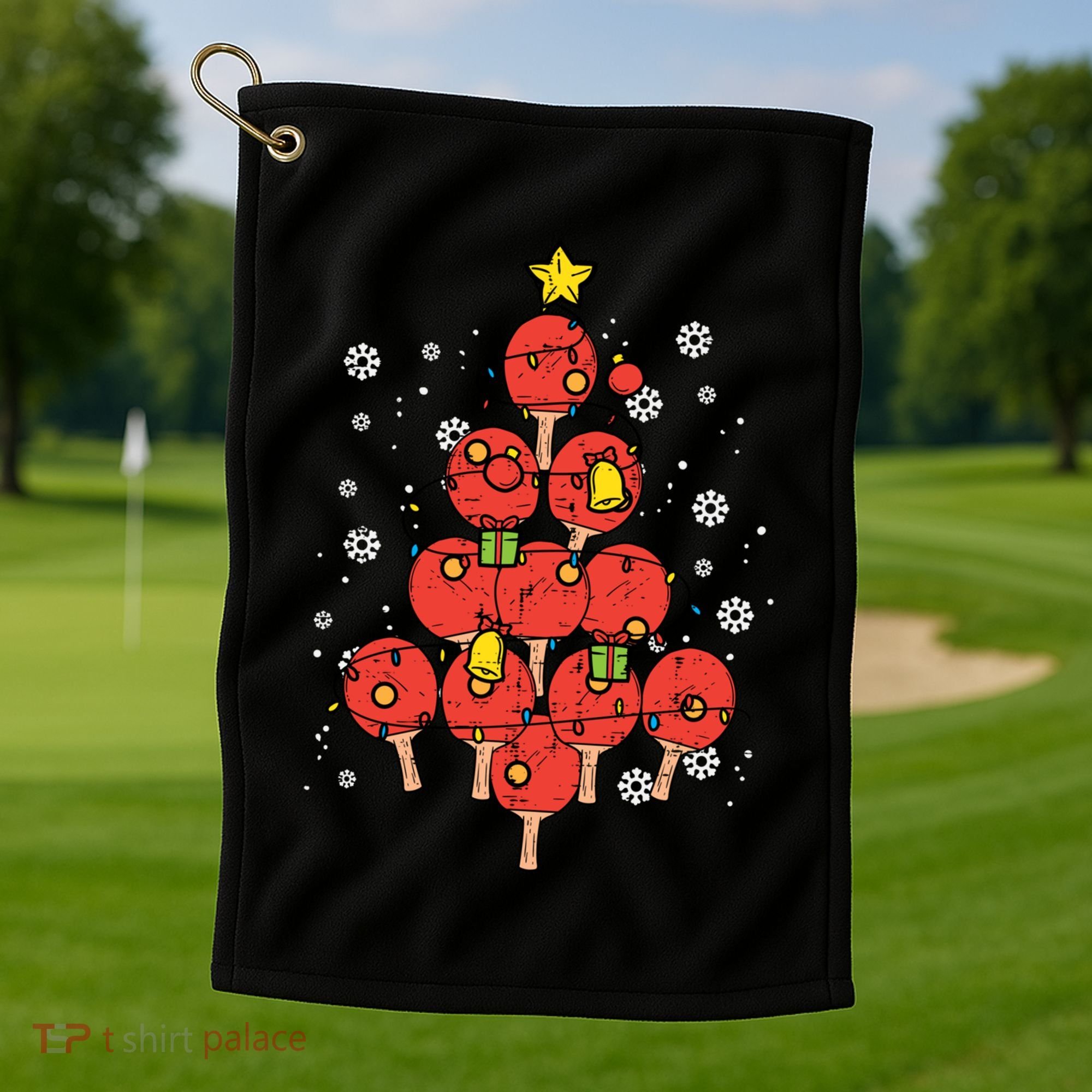 Ping Pong Christmas Tree Xmas Pajamas Pjs Table Tennis Cool Gift Golf Towel