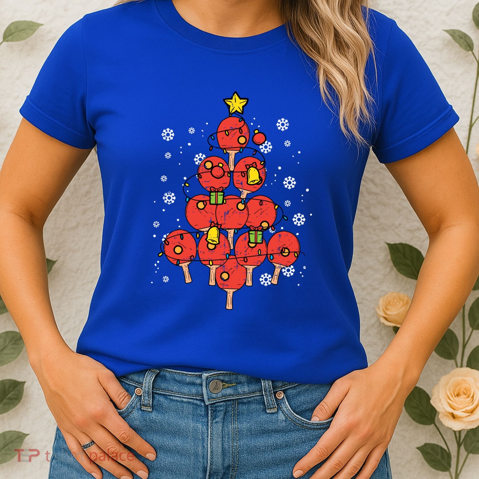 Ping Pong Christmas Tree Xmas Pajamas Pjs Table Tennis Cool Gift Women's T-Shirt