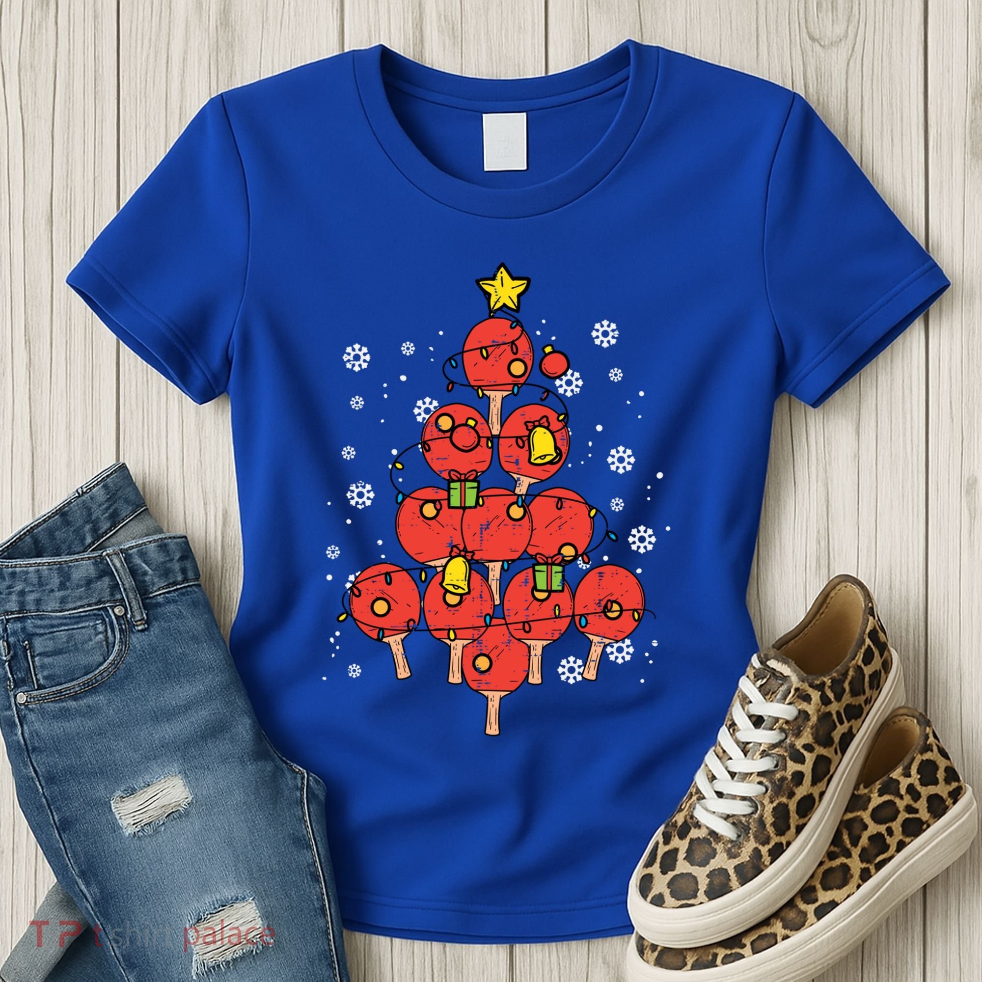 Ping Pong Christmas Tree Xmas Pajamas Pjs Table Tennis Cool Gift Women's T-Shirt