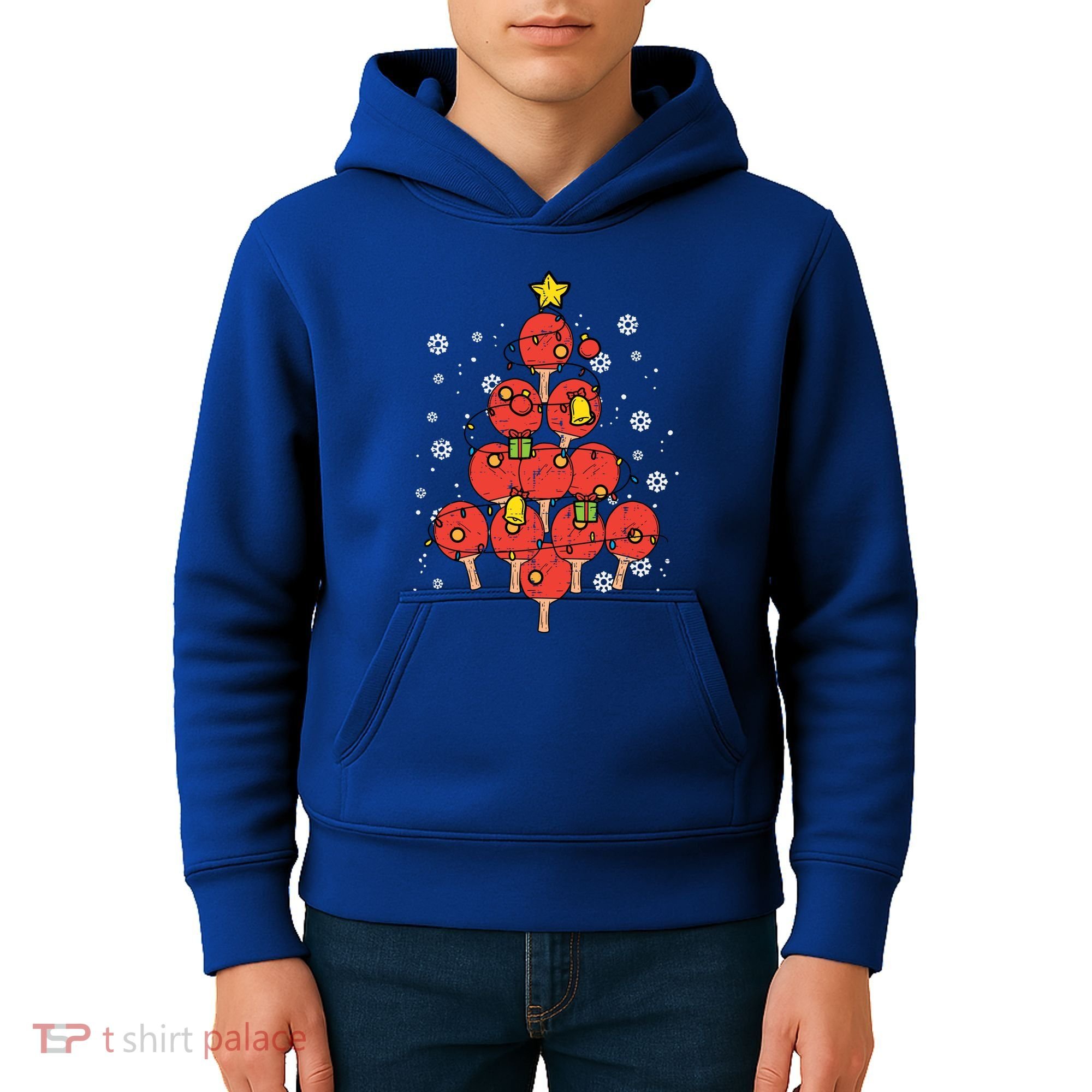 Ping Pong Christmas Tree Xmas Pajamas Pjs Table Tennis Cool Gift Kids Hoodie