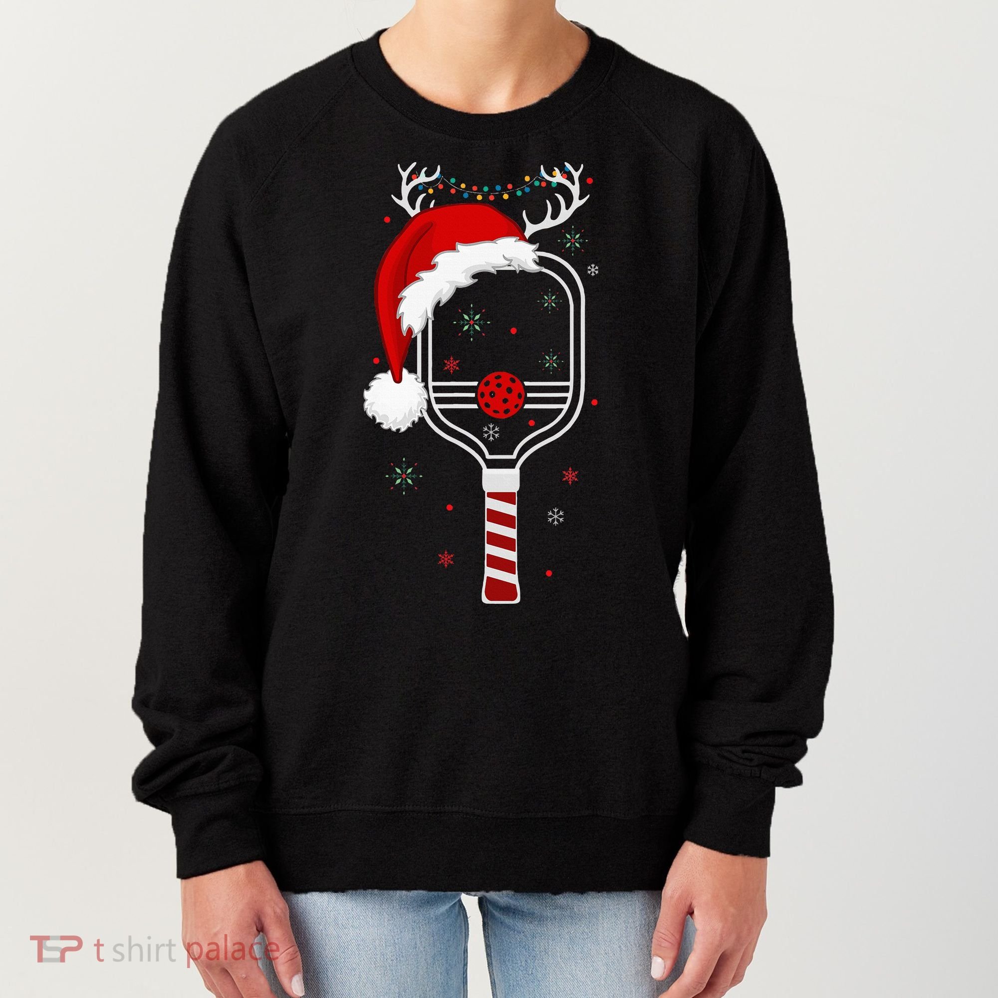 Pickleball Player Christmas Holiday Reindeer Xmas Women's Sweatshirt