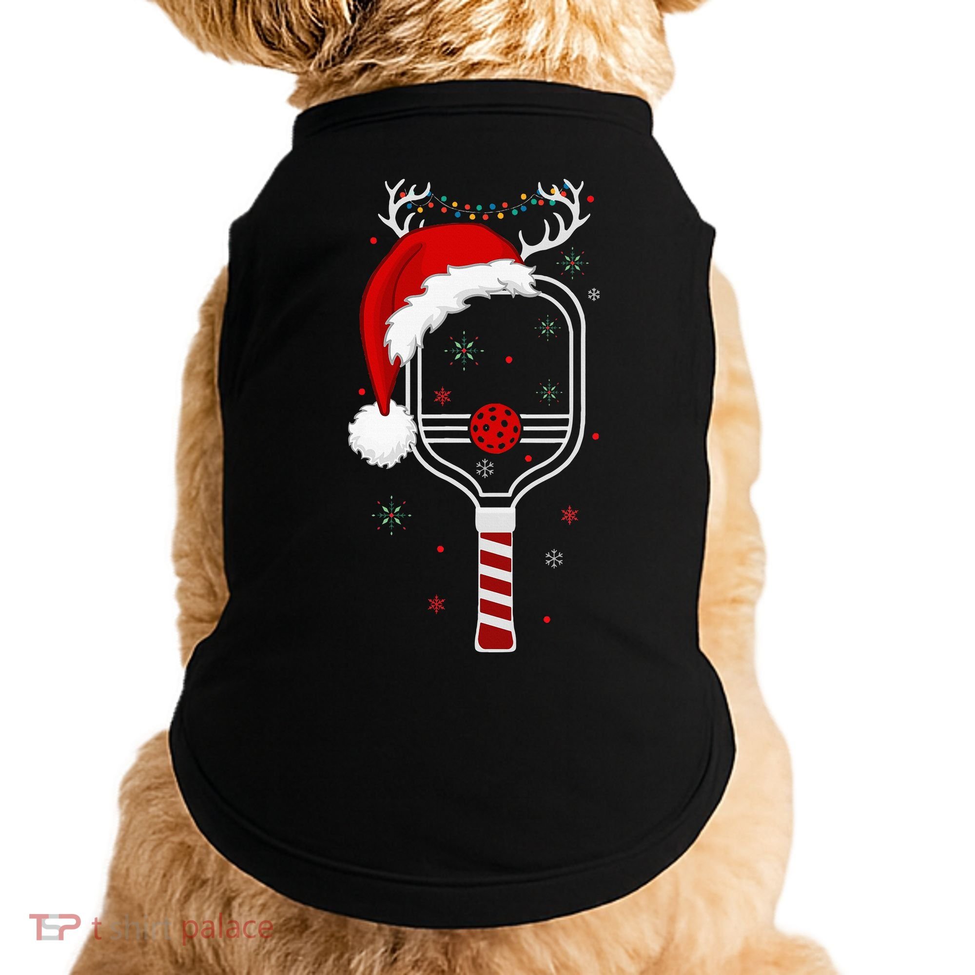 Pickleball Player Christmas Holiday Reindeer Xmas Doggie Tank