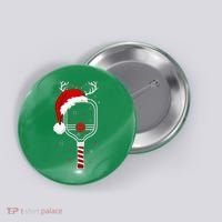 Pickleball Player Christmas Holiday Reindeer Xmas Button thumb 0