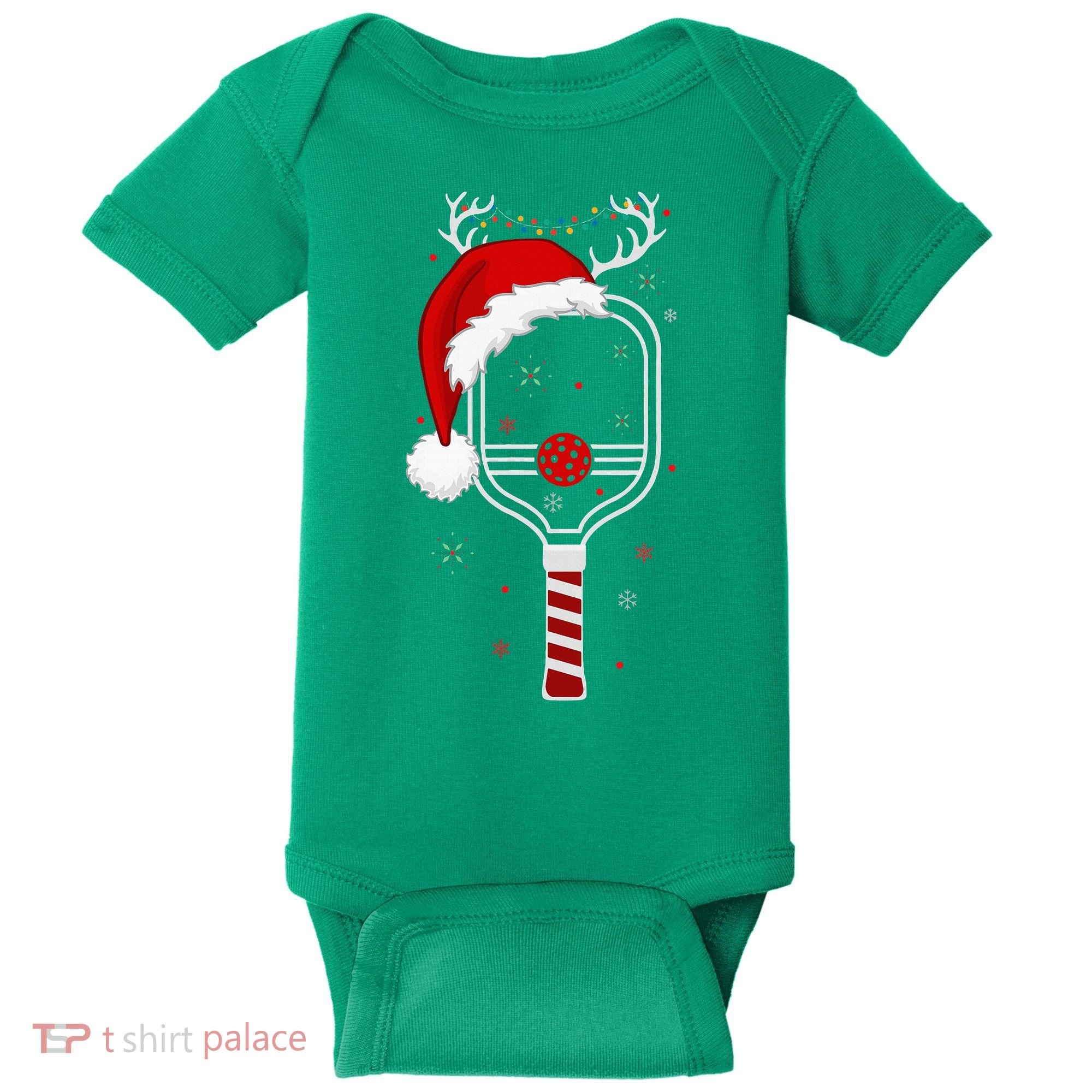 Pickleball Player Christmas Holiday Reindeer Xmas Baby Bodysuit