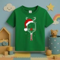 Pickleball Player Christmas Holiday Reindeer Xmas Toddler T-Shirt thumb 3