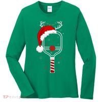 Pickleball Player Christmas Holiday Reindeer Xmas Women's Long Sleeve Shirt thumb 0