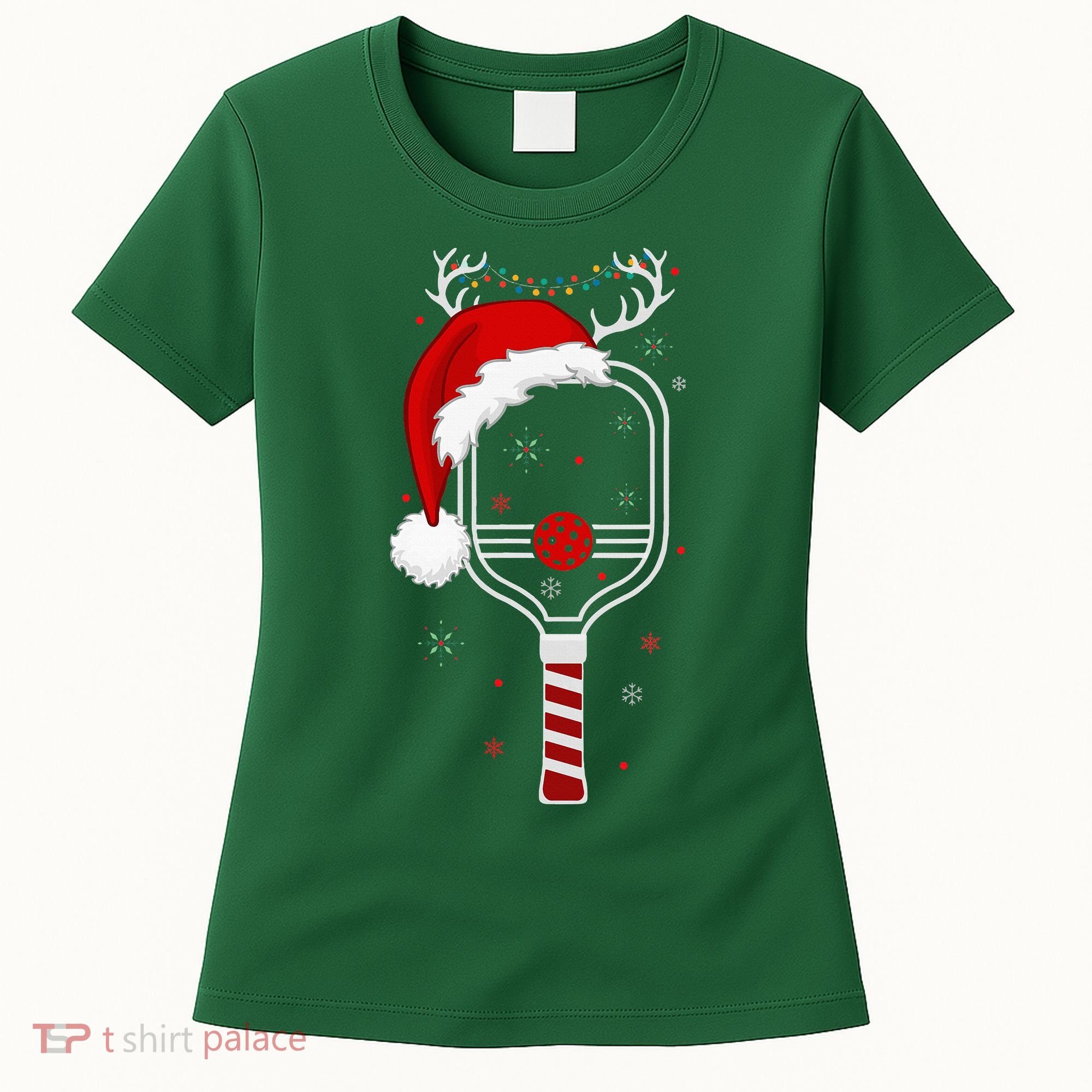 Pickleball Player Christmas Holiday Reindeer Xmas Women's T-Shirt