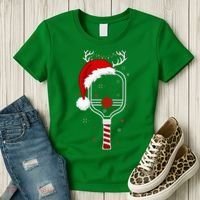 Pickleball Player Christmas Holiday Reindeer Xmas Women's T-Shirt thumb 3