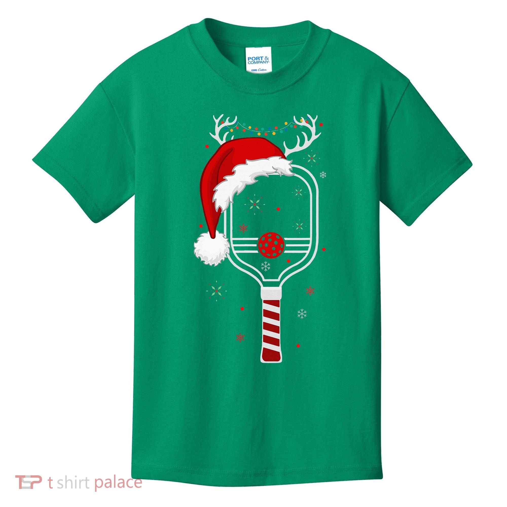 Pickleball Player Christmas Holiday Reindeer Xmas Kids T-Shirt