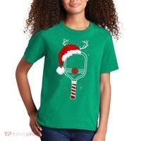 Pickleball Player Christmas Holiday Reindeer Xmas Kids T-Shirt thumb 2
