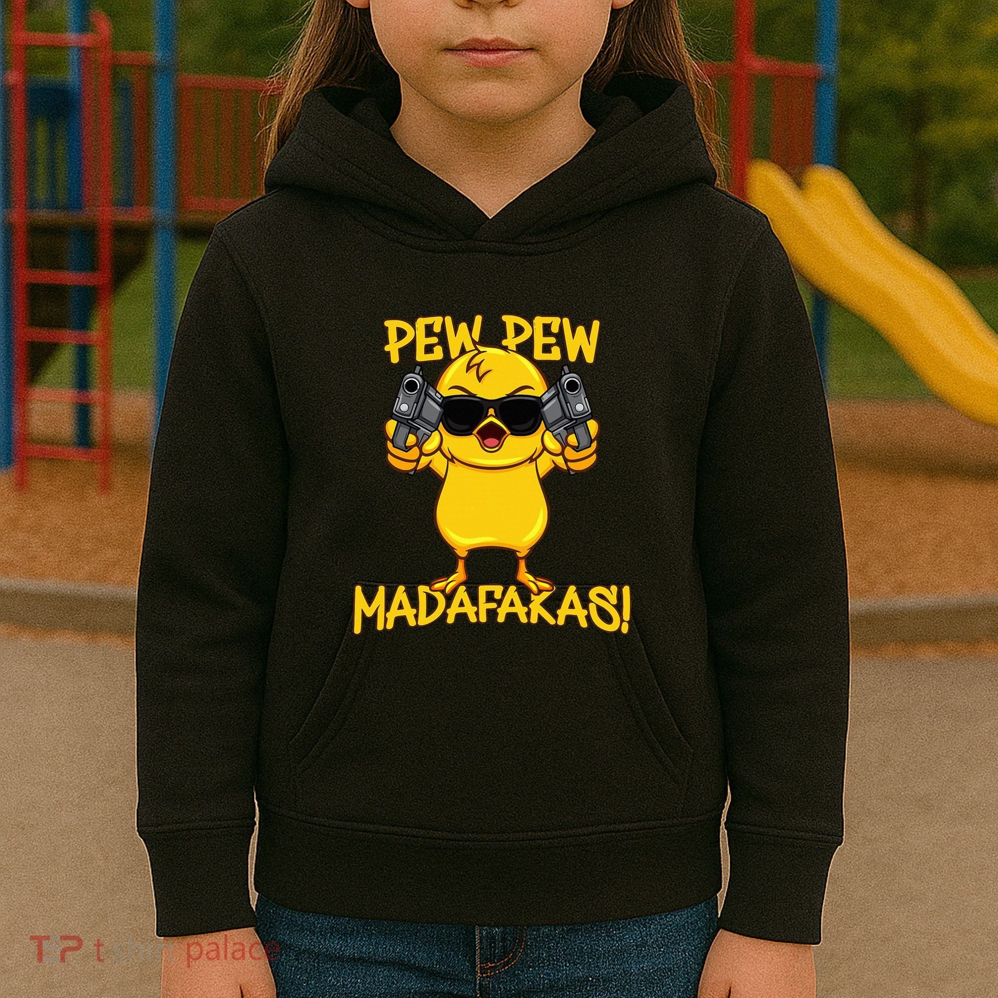 Pew Pew Duck Funny Madafakas Kids Hoodie