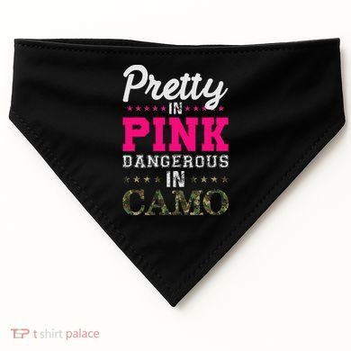 Pretty Pink Dangerous In Camo Hunter USA-Made Doggie Bandana