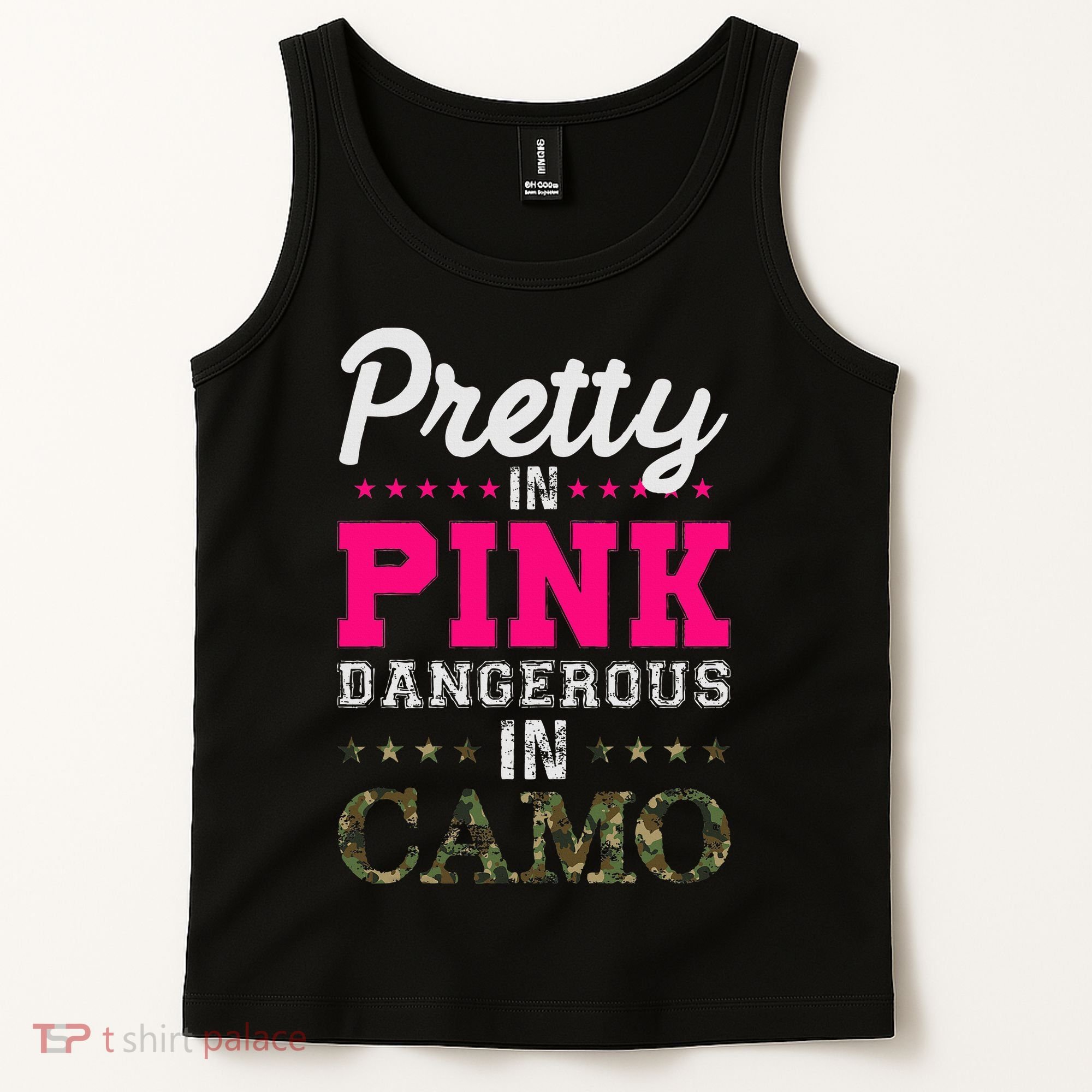 Pretty Pink Dangerous In Camo Hunter Tank Top