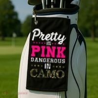Pretty Pink Dangerous In Camo Hunter Golf Towel thumb 2