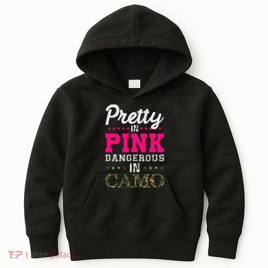 Pretty Pink Dangerous In Camo Hunter Kids Hoodie