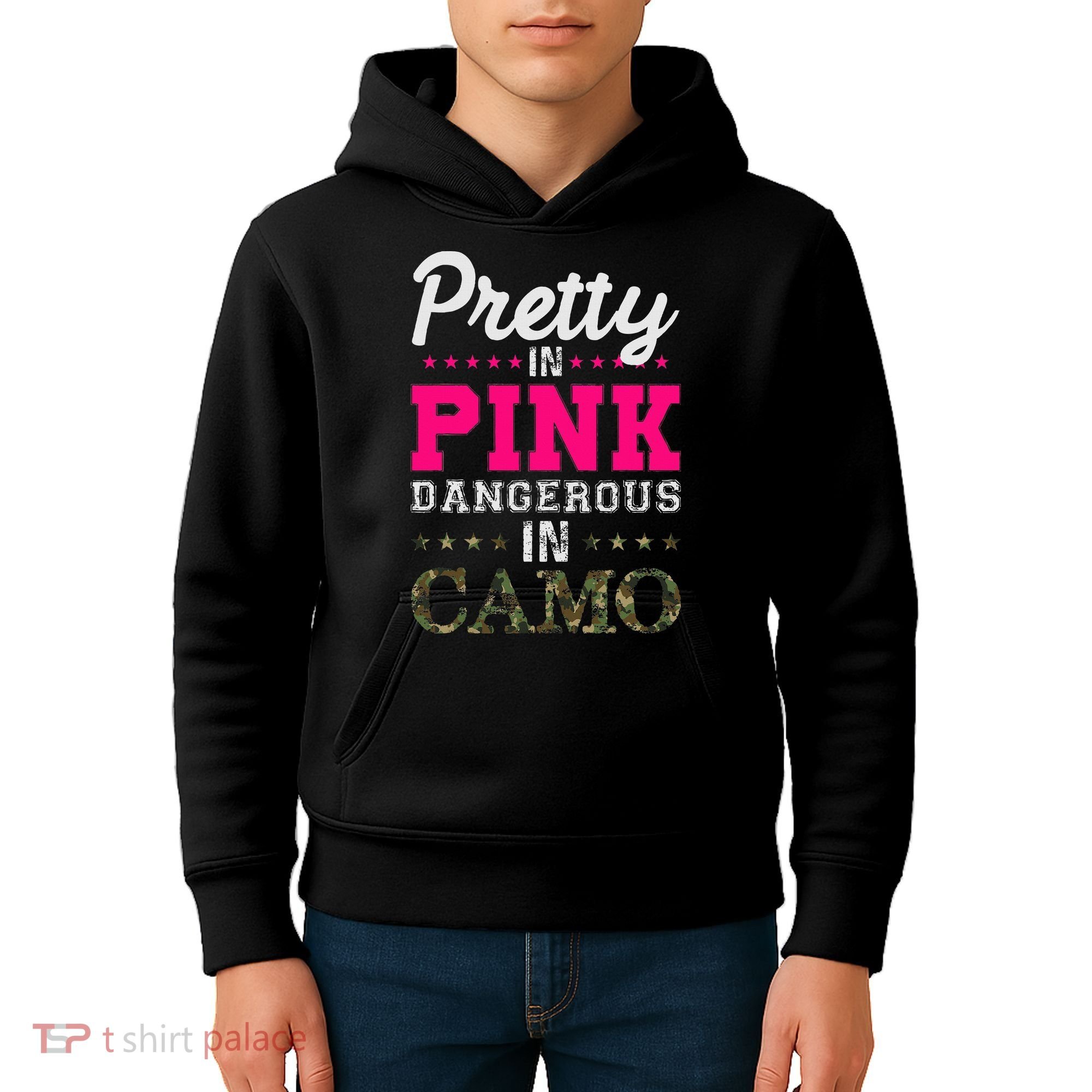 Pretty Pink Dangerous In Camo Hunter Kids Hoodie