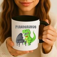 Pianosaurus Piano Dinosaur Coffee Mug thumb 3