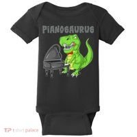 Pianosaurus Piano Dinosaur Baby Bodysuit thumb 0