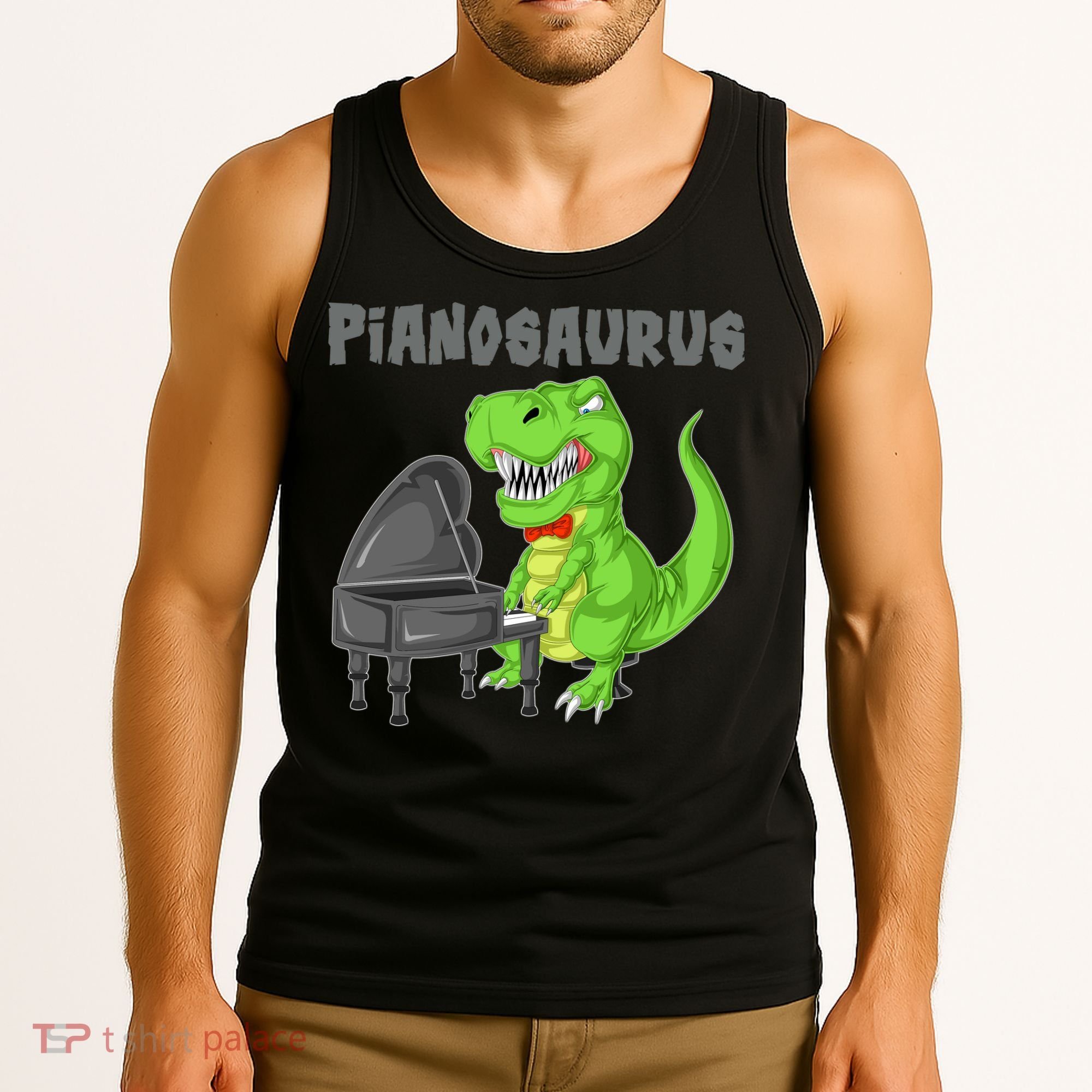 Pianosaurus Piano Dinosaur Tank Top