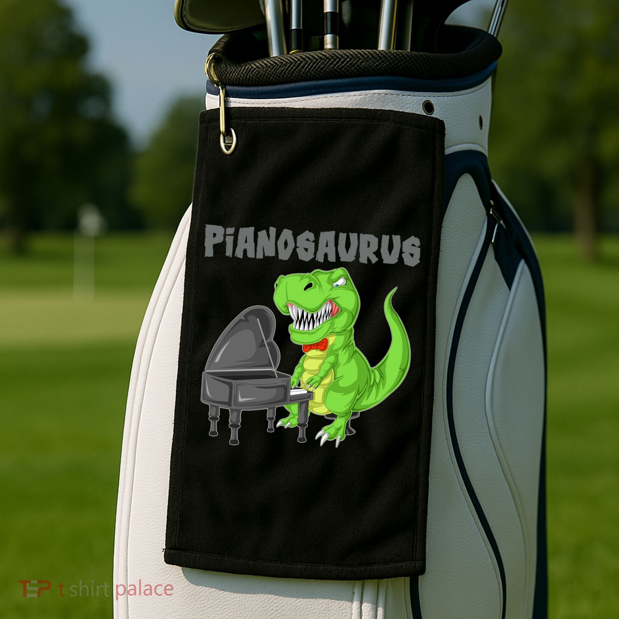 Pianosaurus Piano Dinosaur Golf Towel
