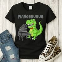 Pianosaurus Piano Dinosaur Women's T-Shirt thumb 3