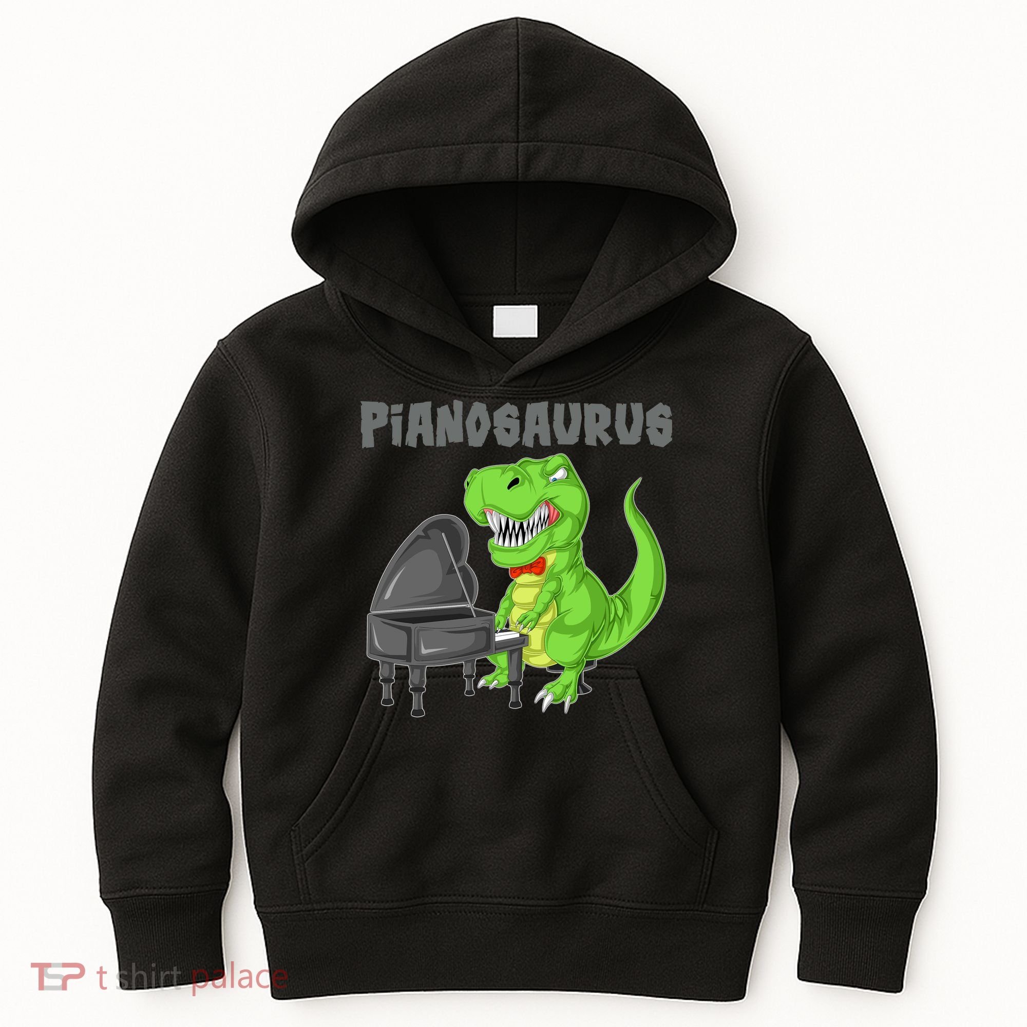 Pianosaurus Piano Dinosaur Kids Hoodie