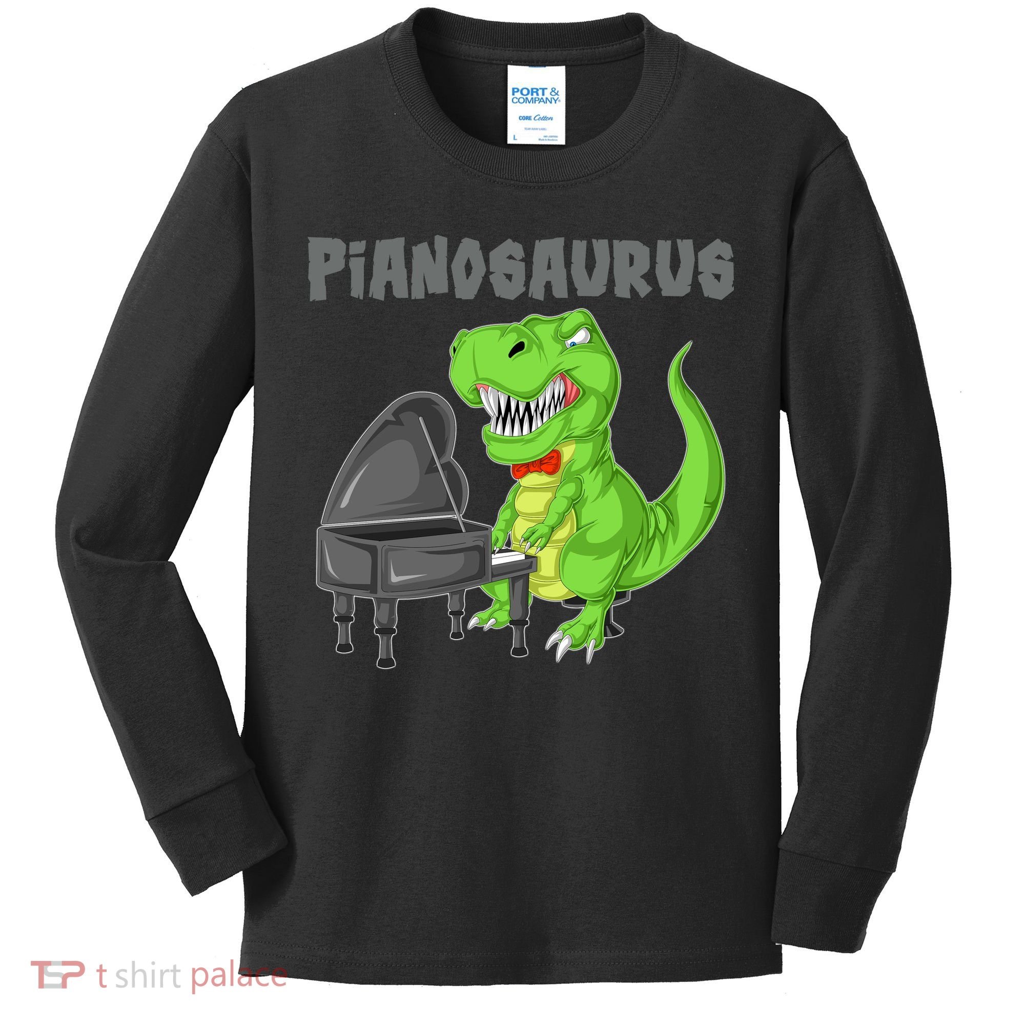 Pianosaurus Piano Dinosaur Kids Long Sleeve Shirt