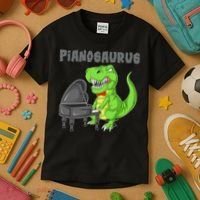 Pianosaurus Piano Dinosaur Kids T-Shirt thumb 3
