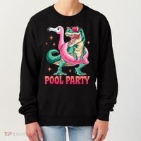 Pool Party Dinosaurflamingo Float Funny T Rex Gifts Tank Top Women's Sweatshirt thumb 0