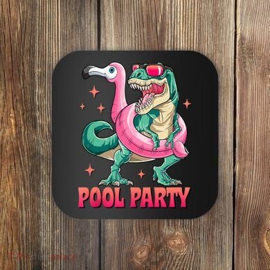 Pool Party Dinosaurflamingo Float Funny T Rex Gifts Tank Top Coaster