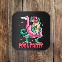 Pool Party Dinosaurflamingo Float Funny T Rex Gifts Tank Top Coaster thumb 0