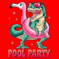 Pool Party Dinosaurflamingo Float Funny T Rex Gifts Tank Top Santa Hat thumb 1