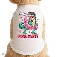 Pool Party Dinosaurflamingo Float Funny T Rex Gifts Tank Top Doggie Tank thumb 0