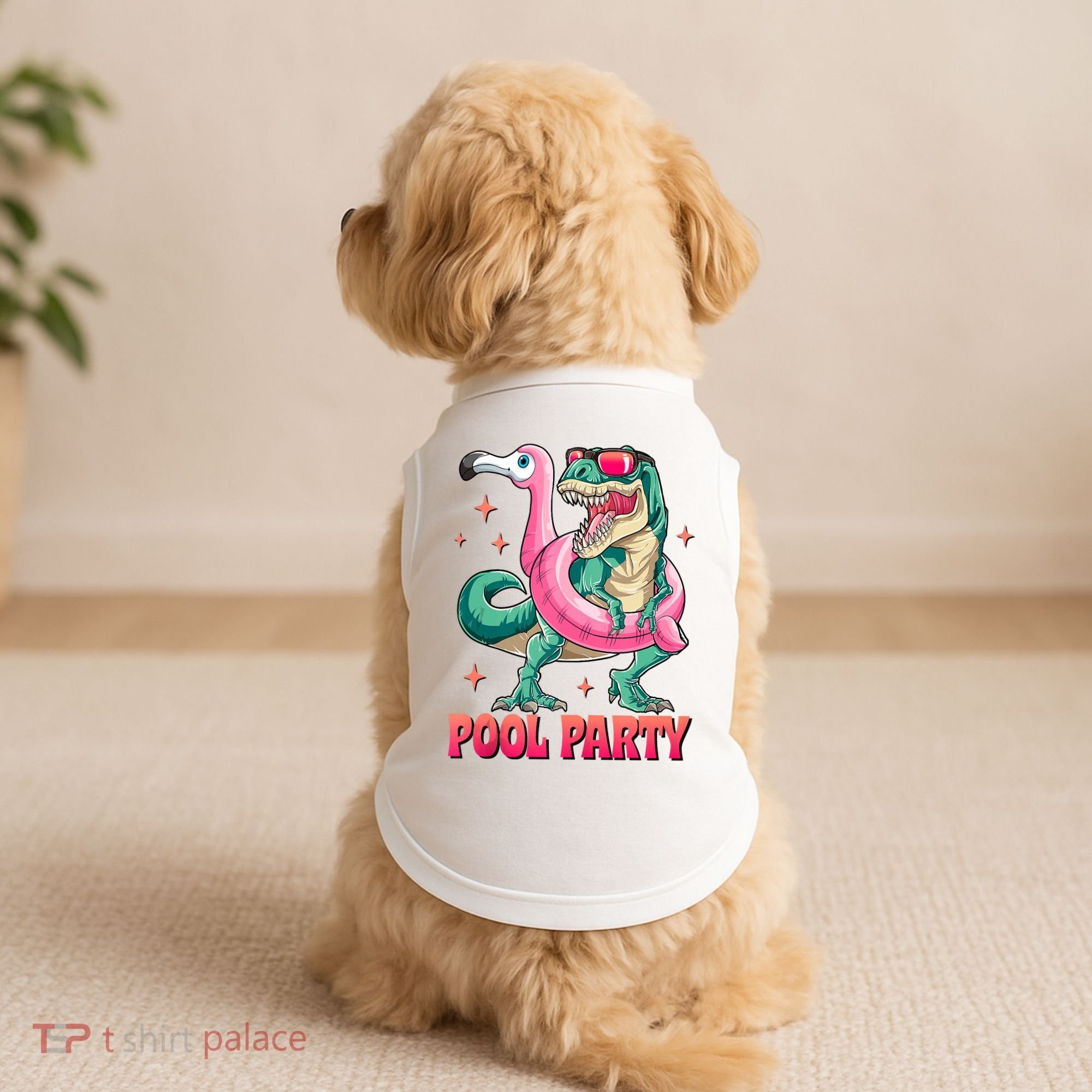 Pool Party Dinosaurflamingo Float Funny T Rex Gifts Tank Top Doggie Tank