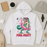 Pool Party Dinosaurflamingo Float Funny T Rex Gifts Tank Top Hoodie thumb 3